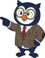 Professor Hoot pointing to the Mark complete button
